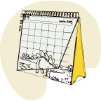 Nuestro bonito calendario de dinosaurios listo para colorear