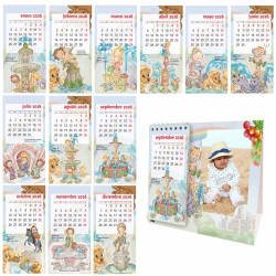 12 meses, 12 fuentes ilustradas a modo minimalista de la ciudad de Madrid. Calendario de Mico Impresiones para tu hogar.