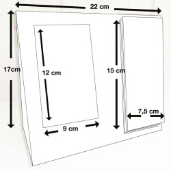 medidas de lámina, portafotos y peana del Calendario Ilustrado Portafotos Paisajes de Madrid