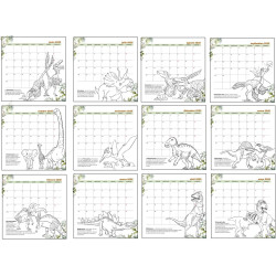 Planificador y dibujos para colorear dinosaurios incluido en pack calendarios oferta para Corredor del Henares