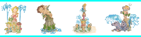 fuente Apolo, Tritones, Ángel Caído, Neptuno
