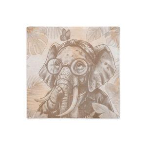 Funda de cojín elefante moderno con gafas serie Tía Elly Nature-Terra